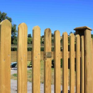 Mitre Topped Wooden Palisade Fence Panels